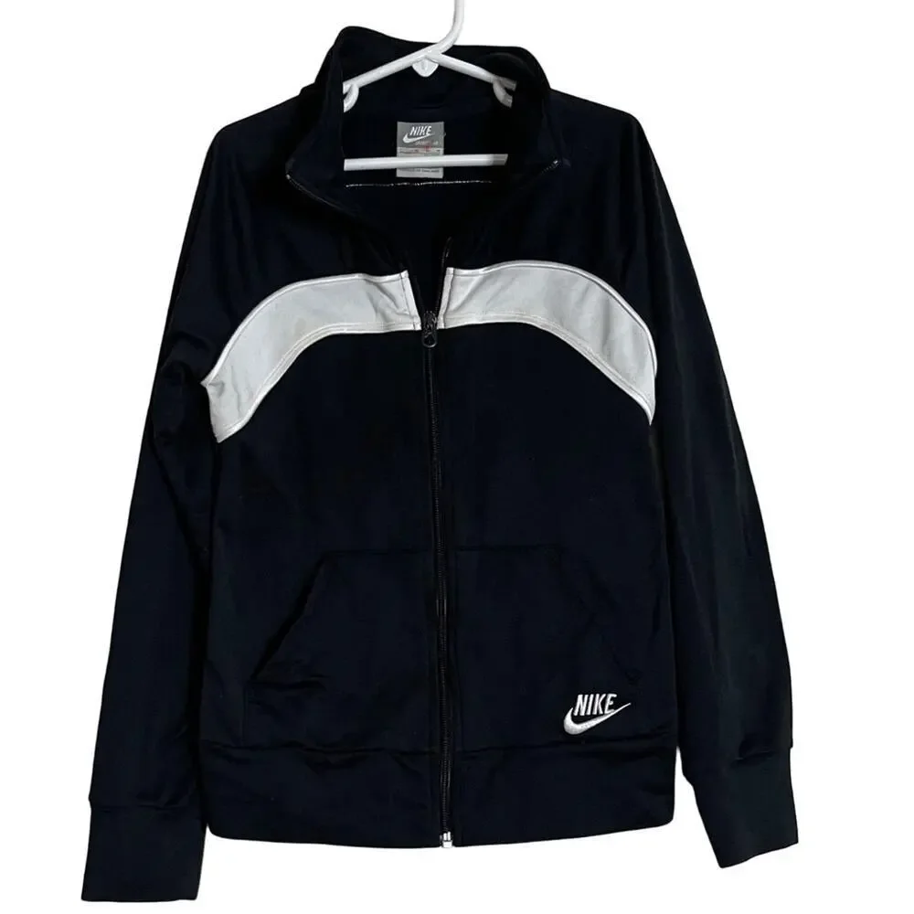 Nike Warm Up Track Jacket Black White Size M 10/12